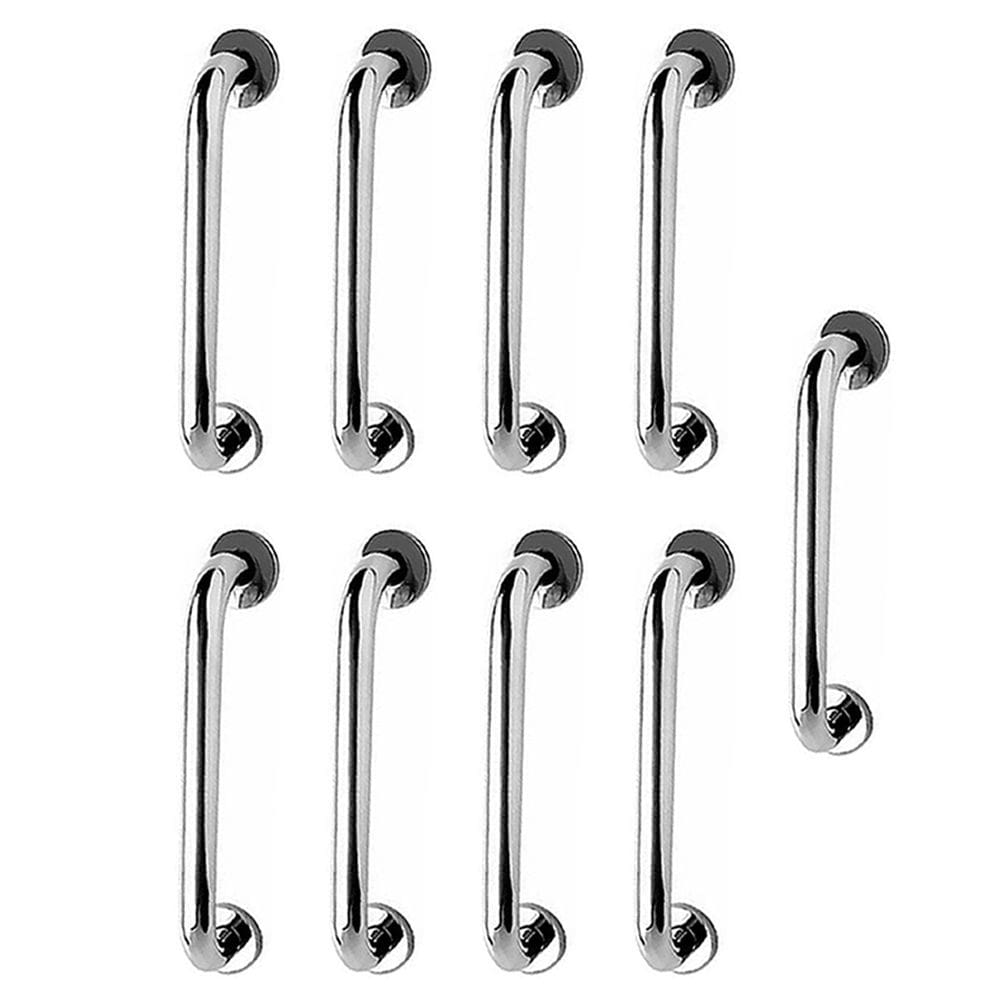 Barra de Apoio Inox 40cm Kit 9 Unidades Alça de Segurança Banheiro Box Idoso Cadeirante Deficiente Acessibilidade Suporte Resistente