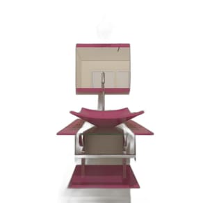Gabinete Vidro 45Cm Iq Inox Cuba Quadrada Rosa + Torneira