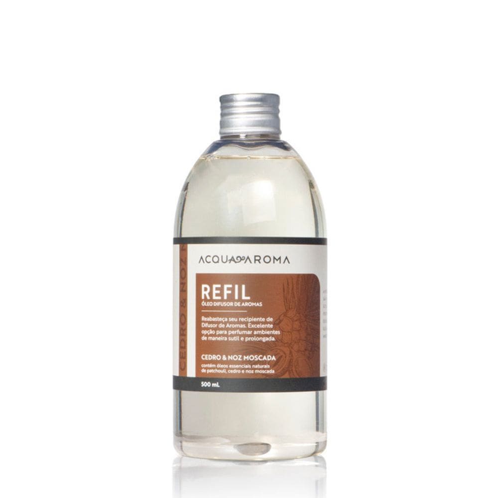 Difusor Varetas Dia a Dia Refil 500ml Cedro e Noz Moscada - Acqua Aroma