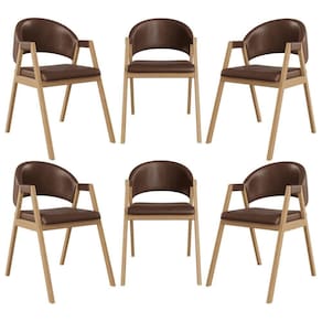 Kit 06 Cadeiras Suellen Decorativa Para Mesa Jantar Courino Marrom Escuro