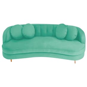Sofá Curvo 2 Lugares Orgânico Luxo Panamá 160cm Suede Azul Céu