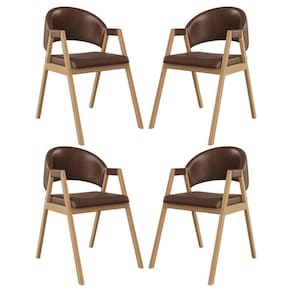 Kit 04 Cadeiras Suellen Decorativa Para Mesa Jantar Courino Marrom Escuro