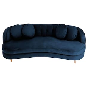 Sofá Curvo 2 Lugares Orgânico Luxo Panamá 160cm Suede Suede Azul Marinho
