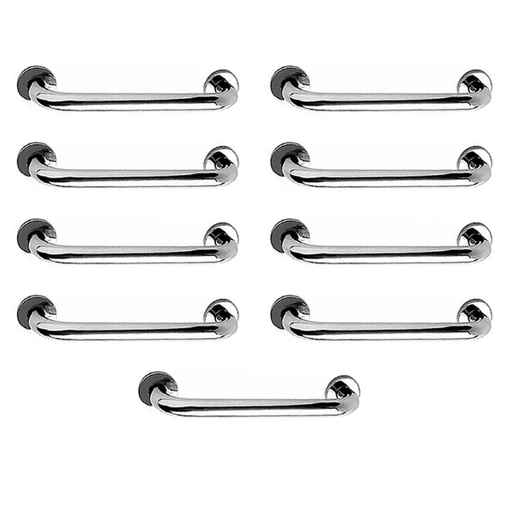 Barra de Apoio 40cm Alça Inox Kit 9 Unidades Idoso Cadeirante Deficiente Suporte Banheiro Box Acessibilidade Casa Segurança Escada Corrimao