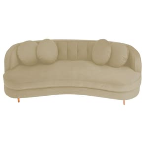 Sofá Curvo 2 Lugares Orgânico Luxo Panamá 140cm Suede Bege