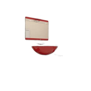 Gabinete De Vidro 45Cm Ac Com Cuba Redonda Vermelho Ferrari