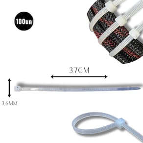 Abraçadeira Nylon Enforca 3,6 x 370mm Kit C/ 100 Cinta Plástica Fixadora Fita Hellerman 37cm Branca