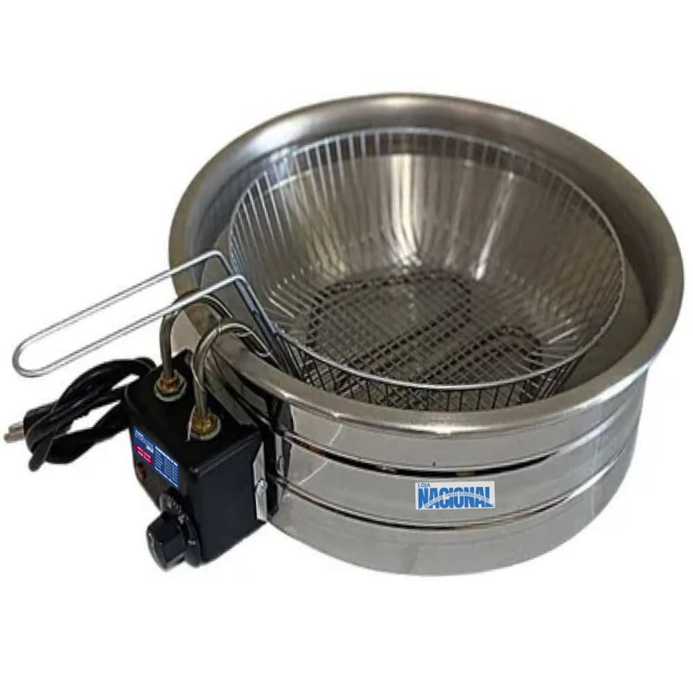 Fritadeira Elétrica Industrial Residencial 5L 110V Tacho Redondo Coxinha Frango Pastel Batata