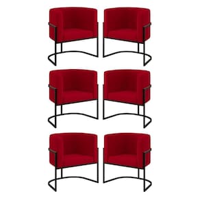Kit 06 Poltronas Lua Sala Decorativa Base De Ferro Black Vermelho