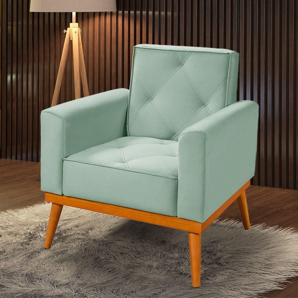 Poltrona Florença Veludo Acqua Verde