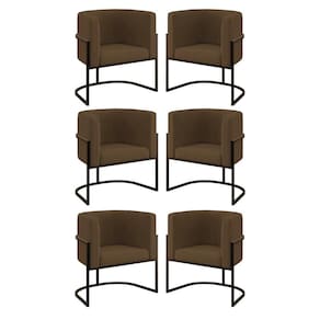 Kit 06 Poltronas Lua Sala Decorativa Base De Ferro Black Marrom