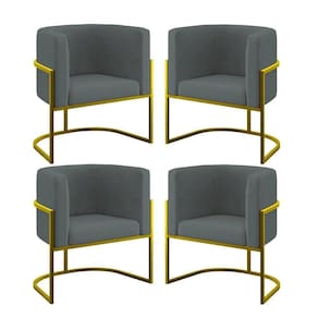 Kit 04 Poltronas Lua Sala Decorativa Base De Ferro Gold Cinza