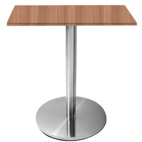 Mesa Beta Inox 75 Cm altura Disco Redondo Tampo Mdp Quadrado 60 Cm Largura X 2,50 Cm Altura Naturalle