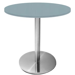 Mesa Beta Inox 75 Cm altura Disco Redondo Tampo Mdp Redondo 60 Cm Largura X 2,50 Cm Altura Cinza