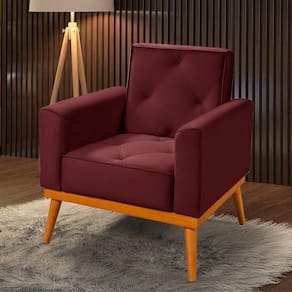 Poltrona Em Veludo Florença Vinho Roxo