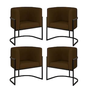 Kit 04 Poltronas Lua Sala Decorativa Base Ferro Black Corino Marrom