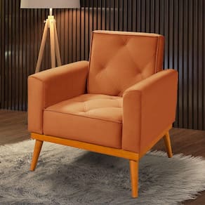 Poltrona Em Veludo Florença Terracota Laranja