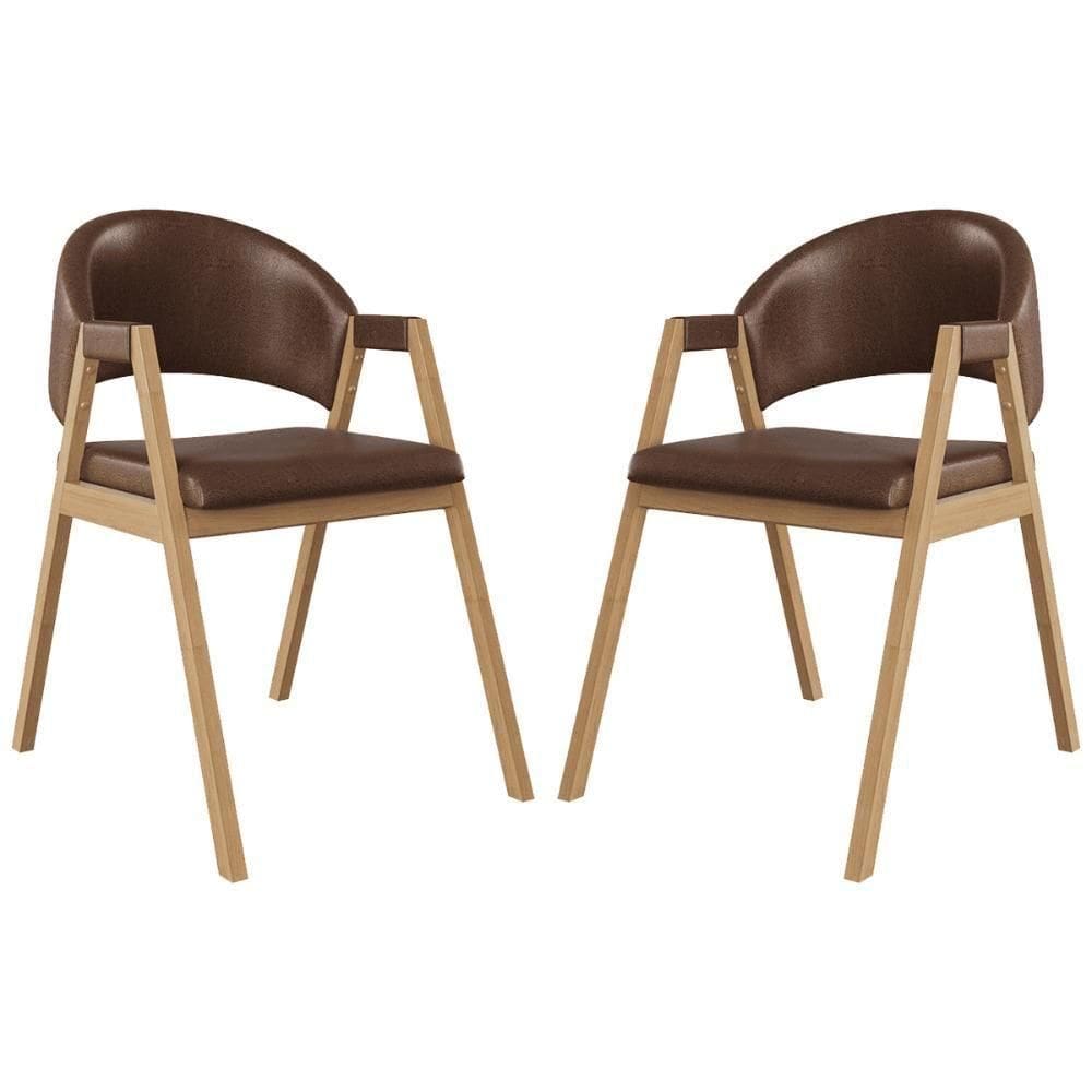 Kit 2 Cadeiras Para Mesa De Jantar Moderna Courino Balaqui Marrom Escuro