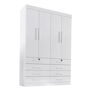 Guarda Roupa 4 Portas 8 Gavetas Mônaco D`doro Branco