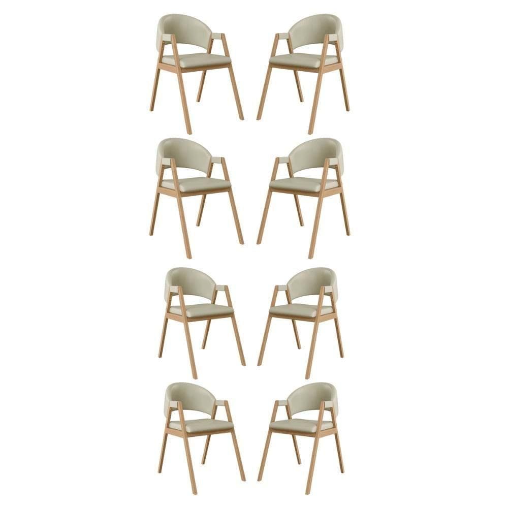 Kit 8 Cadeiras Para Mesa De Jantar Moderna Courino Balaqui Bege