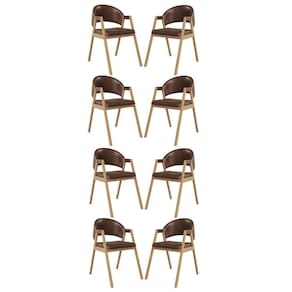 Kit 8 Cadeiras Suellen Luxo Reforçada Mesa De Jantar Courino Marrom Escuro