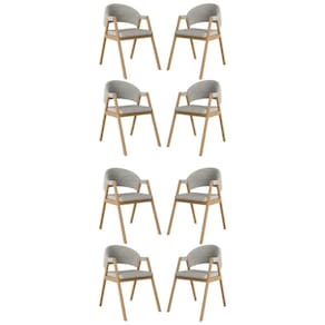 Kit 8 Cadeiras Suellen Luxo Reforçada Mesa De Jantar Linho Cinza Claro