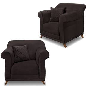 Kit 2 Poltronas Decorativas Retro Polo Suede 1102 Ezz