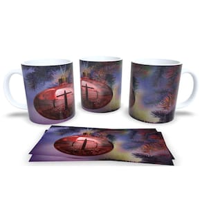 Caneca de Porcelana Branca Personalizada Arvore de Natal