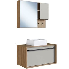 Kit Gabinete com Cuba e Espelheira 80cm Mell Arenas PRODDY