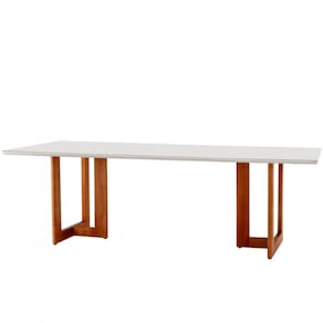 Mesa para Sala de Jantar Patros 220cm Madeira com Vidro Moderna Mobília
