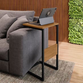 Mesa Lateral Material Principal Aço Rustico Preto/Canela