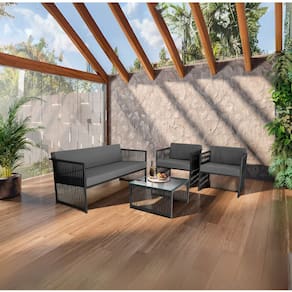 Conjunto para Jardim com 1 Namoradeira, 2 Poltronas e 1 Mesa Chile Cinza