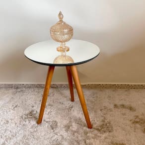 Mesa de Apoio Lateral 45cm X 45cm X 52cm Esmeralda Preto / Mel