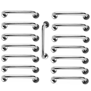Barra de Apoio 40cm Aço Inox Kit 15 unidades Idoso Acessibilidade Cadeirante Deficiente Banheiro Box Suporte Escada Resistente Segurança