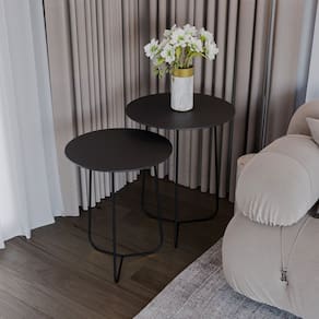 Conjunto Mesa de Canto Trude 55cm X 45cm X 45cm Preto