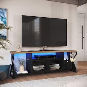 Rack Estilo Industrial para Tv até 60" com Iluminação em Led Rgb Preto/Mel