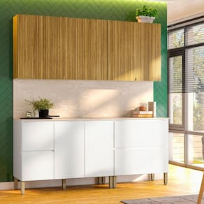 Armários para Cozinha com Balcão com Tampo - Art 6 Peças Freijó/Artico