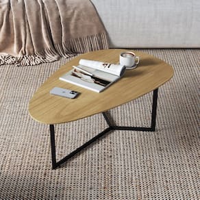 Mesa de Centro Trento Organica 35cm X 90cm X 60cm Natural Tawary / Preto
