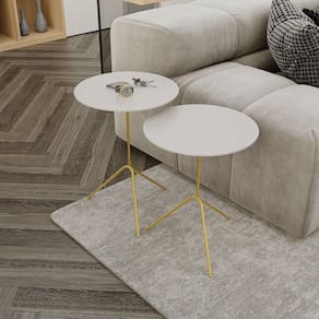 Conjunto Mesa de Canto Pugly 55x40x40cm Fendy/Dourado