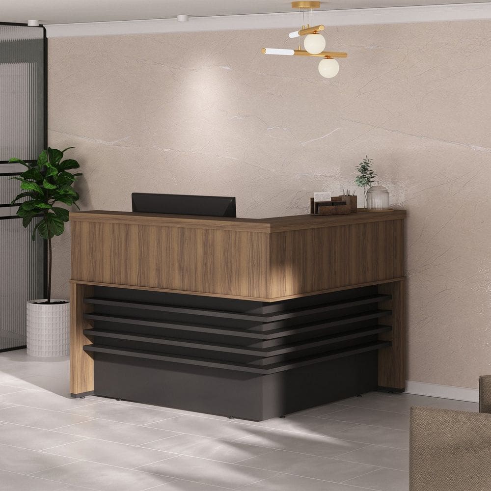 Balcão de Atendimento para Escritório/recepção em L - Elegante e Funcional 1,47x1,47m Preto