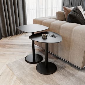 Conjunto Mesa de Canto Keva 40x40x53cm Preto