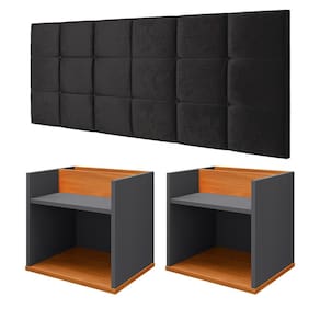 Kit 2 Mesinhas Suspensa Madri Pequena Prateleira Retrô Cabeceira Estofada Bia Encosto Cama Box Queen
