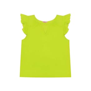 Blusa Feminina Manga Curta Viscose Rajada Com Babado