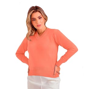 Suéter Básico Feminino Tricot Decote V