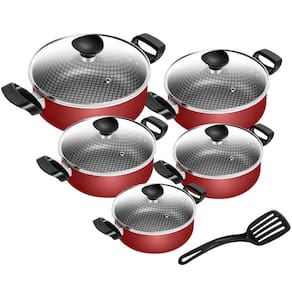 Conjunto De Panelas Antiaderente Vermelho Spesso Caçarola 5 Peças Patolux