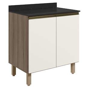 Balcão para Cooktop Com Tampo 80cm Maly N03 Carvalho/Off White - Mpozenato