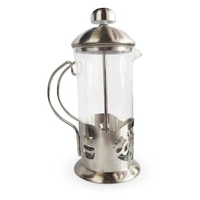 Cafeteira Prensa Francesa Cremeira 600ML De Vidro e Aço Inox Para Café Chá Modelo Escrita Coffee