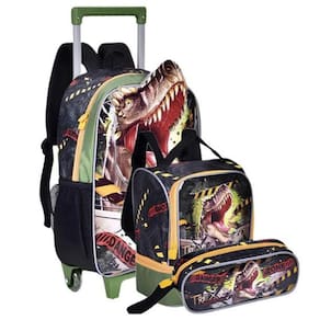 Kit Mochila de Rodinha Lancheira Estojo T-Rex Attack Clio Style TX24509K