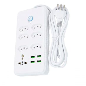 Filtro De Linha Régua Extensão Com 4 Tomadas 4 Usb Com Controle De Ligar E Desligar 2m 110-220