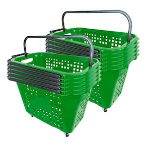 Kit 10 Cestas De Compras Com Rodas 40L Verde